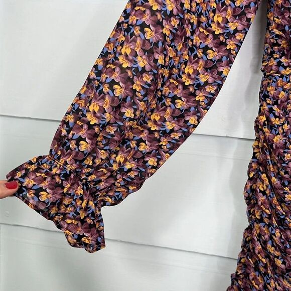 Fate Long Sleeve Ruched Floral Mini Dress Women’s Size Medium - Picture 5 of 13
